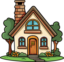 AI generated Cartoon house clipart desigh illustration png