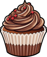 AI generated Chocolate cupcake clipart design illustration png