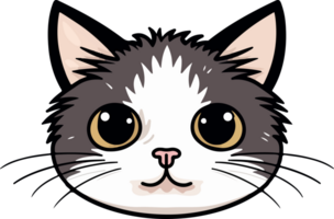 AI generated Cute cat head clipart design illustration png