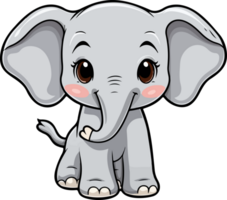 AI generated Cute elephant clipart design illustration png