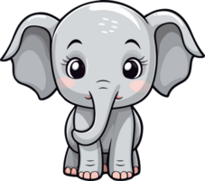 ai generado linda elefante clipart diseño ilustración png