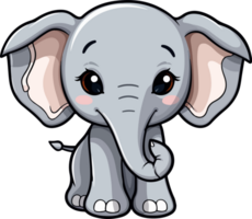 ai generado linda elefante clipart diseño ilustración png