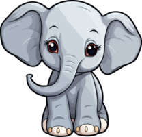 AI generated Cute elephant clipart design illustration png