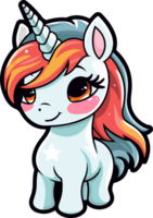 ai generado linda unicornio clipart diseño ilustración png