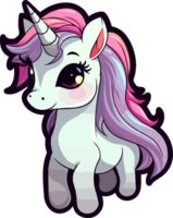 ai generado linda unicornio clipart diseño ilustración png