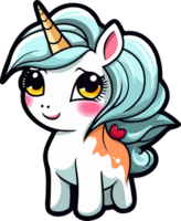 ai generado linda unicornio clipart diseño ilustración png