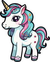 ai generado linda unicornio clipart diseño ilustración png