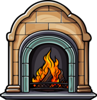 AI generated Fireplace clipart design illustration png