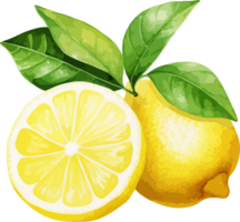 AI generated Watercolor lemon clipart design illustration png