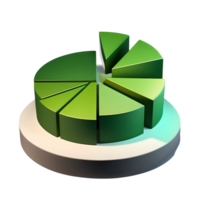 AI generated pie chart illustration green tone  3d png