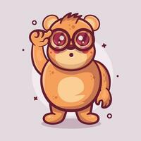 genius bear animal character mascot with think expression isolated cartoon in flat style design vector