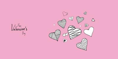 Hand drawn colorful love themed background. Vector illustration.