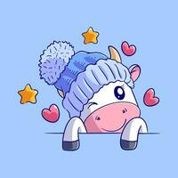 Cute cow wearing a warm hat vector