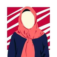 Closeup view of a girl in hijab in flat illustration style vector