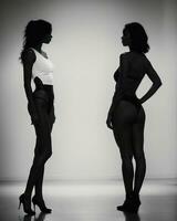 AI generated Silhouette of beautiful women on a white background. ai generative photo