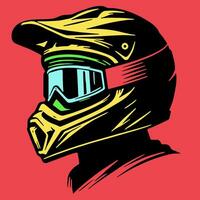 Someone wearing a motocross helmet, vector eps format