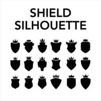 Silhouette Shield icon set in vintage style, Protect shield security line icons. Badge, sign, logo or emblem, Vector. vector