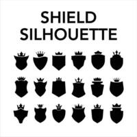 Silhouette Shield icon set in vintage style, Protect shield security line icons. Badge, sign, logo or emblem, Vector. vector