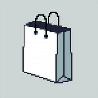 píxel Arte ilustración compras bolsa. pixelado compras bolsa. compras bolso centro comercial pixelado para el píxel Arte juego y icono para sitio web y vídeo juego. antiguo colegio retro vector