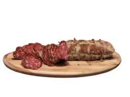 AI generated cured and sliced pork salami png