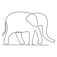 Continuous single line drawing of elephant wild animal national park conservation, Safari zoo concept world animal day outline vector illustration