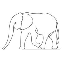 continuo soltero línea dibujo de elefante salvaje animal nacional parque conservación, safari zoo concepto mundo animal día contorno vector ilustración