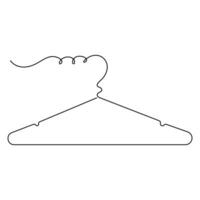 Continuous one line art drawing of doodle hanger symbol and outline art vector illustration