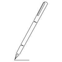 Continuous one line of pen writing on a sheet outline vector illustration