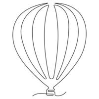 Continuous one line art drawing hot air balloon air transport for travel Hand drawn vector illustration.