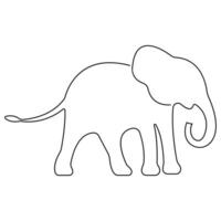 Continuous single line drawing of elephant wild animal national park conservation, Safari zoo concept world animal day outline vector illustration