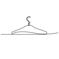 Continuous one line art drawing of doodle hanger symbol and outline art vector illustration