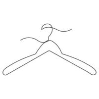 Continuous one line art drawing of doodle hanger symbol and outline art vector illustration