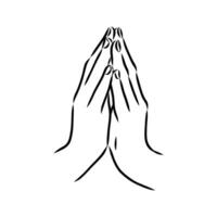 hands in prayer vector sketch