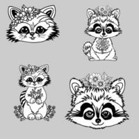 cartoon raccoon vector sketch