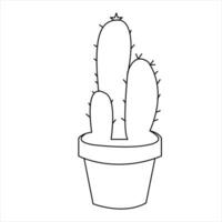 Continuous single line art drawing of cactus and minimalist outline vector art drawing