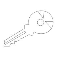 Continuous single line art drawing of lock key outline vector illustration