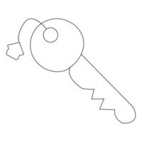 Continuous single line art drawing of lock key outline vector illustration