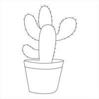 Continuous single line art drawing of cactus and minimalist outline vector art drawing