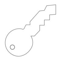 Continuous single line art drawing of lock key outline vector illustration