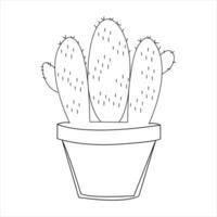 Continuous single line art drawing of cactus and minimalist outline vector art drawing