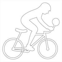 Single line continuous drawing of classic bicycle and man- woman classic bicycle vector illustration