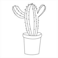 Continuous single line art drawing of cactus and minimalist outline vector art drawing