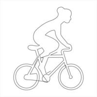 Single line continuous drawing of classic bicycle and man- woman classic bicycle vector illustration
