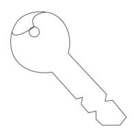 Continuous single line art drawing of lock key outline vector illustration