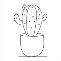 Continuous single line art drawing of cactus and minimalist outline vector art drawing