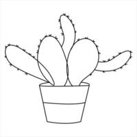 Continuous single line art drawing of cactus and minimalist outline vector art drawing