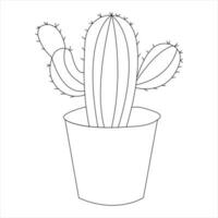 Continuous single line art drawing of cactus and minimalist outline vector art drawing