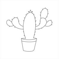 Continuous single line art drawing of cactus and minimalist outline vector art drawing