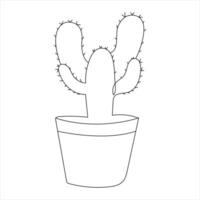 Continuous single line art drawing of cactus and minimalist outline vector art drawing