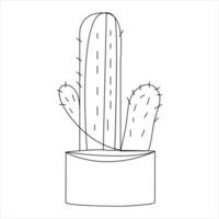 Continuous single line art drawing of cactus and minimalist outline vector art drawing